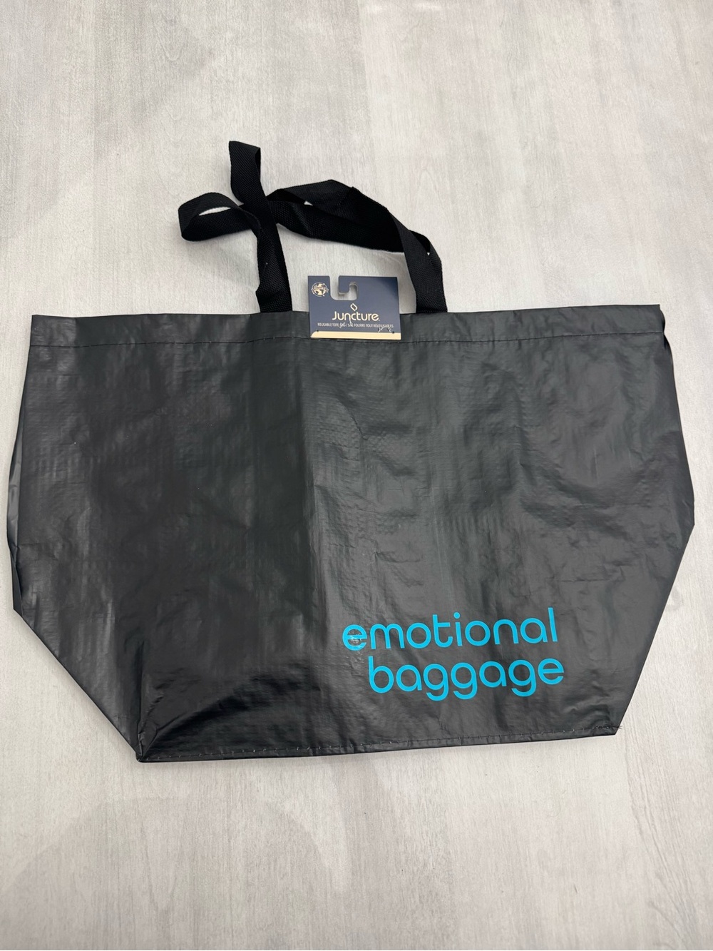 NWT Juncture Black and Teal Emotional Baggage Reusable Tote Bag